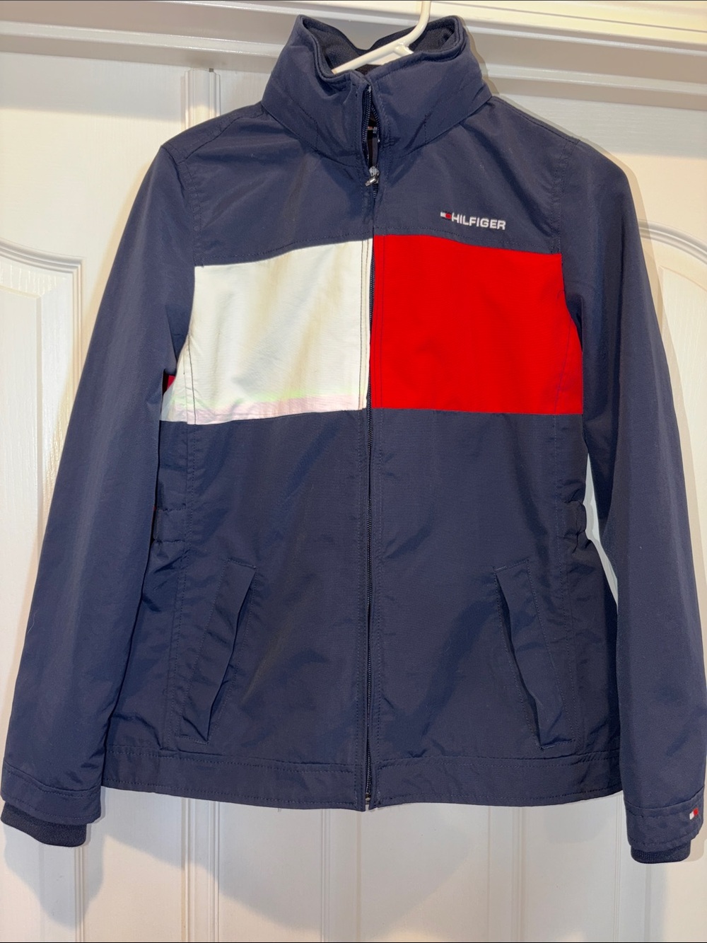 Tommy Hilfiger Navy Jacket with Red & White Colorblock